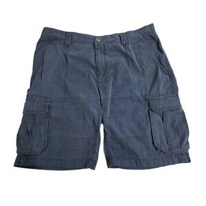 Koppen Cargo Shorts Mens 36 Plaid Blue Safari Utility Pockets Outdoor Work
